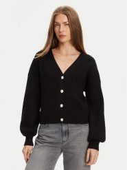 Guess Kardigan W5YR07 Z2ZK2 Czarny Relaxed Fit. Czarne kardigany damskie Guess, xxl, z aplikacjami, z wiskozy. Za 339.99 zł.