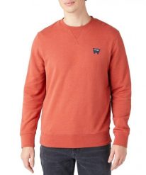 WRANGLER SIGN OFF CREW MĘSKA BLUZA KLASYCZNA ETRUSCAN RED W6589HA11 112146190. Czerwone bluzy bez kaptura męskie Wrangler, m. Za 139.99 zł.