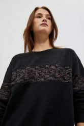 Bluza z wiązaniem. Czarne bluzy bez kaptura damskie MOODO, m, z bawełny. W wyprzedaży za 29.99 zł.