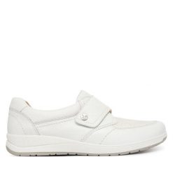 Półbuty Caprice. Białe półbuty damskie Caprice, bez wzorów, bez obcasa, na płaskiej podeszwie. Za 479.99 zł.