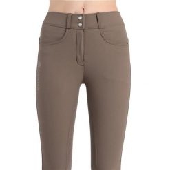 Damskie spodnie jeździeckie z pełnym lejem Montar Essential Megan Vol 2. Brązowe spodnie materiałowe damskie MONTAR, bez wzorów, z lycry, eleganckie. Za 553.50 zł.