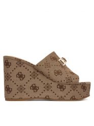 Guess Klapki FLJEVZ FAL04 Beżowy jasny. Brązowe klapki damskie Guess, z aplikacjami, z materiału, bez obcasa. Za 549.99 zł.