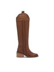 Gino Rossi Kozaki DORA-110383 Brązowy. Brązowe kozaki damskie Gino Rossi, ze skóry, bez obcasa, na słupku. Za 409.99 zł.