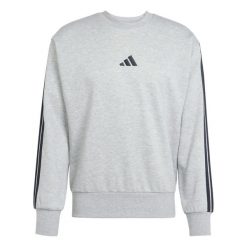 Bluza adidas Essentials 3-Stripes Fleece. Szare bluzy sportowe męskie Adidas, bez wzorów, sportowe, bez kołnierzyka, bez ramiączek. Za 213.00 zł.