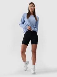 4F Legginsy krótkie damskie - czarne L. Czarne legginsy damskie 4f, l, bez wzorów, z dzianiny. Za 79.99 zł.