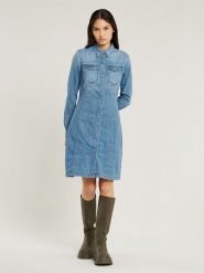 G-Star Sukienka dżinsowa w kolorze błękitnym rozmiar: S. Niebieskie sukienki damskie G-Star, s, bez wzorów, z bawełny, retro, bez kołnierzyka, bez ramiączek, midi. Za 260.35 zł.