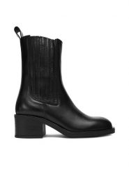 Gino Rossi Botki EO-LOARA-SL061 Czarny. Czarne botki damskie Gino Rossi, ze skóry, bez obcasa, na słupku, bez zapięcia. Za 359.99 zł.