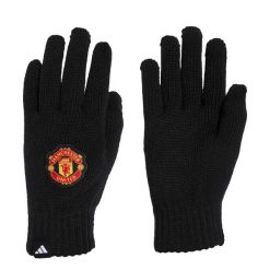 Rękawiczki Manchesteru United. Czarne rękawiczki damskie Adidas, bez wzorów, z elastanu. Za 119.00 zł.