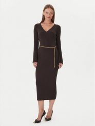 MICHAEL Michael Kors Sukienka dzianinowa MF5835G4VR Brązowy Slim Fit. Brązowe sukienki damskie MICHAEL Michael Kors, s, bez wzorów, z dzianiny, bez kołnierzyka, bez ramiączek. Za 1,229.00 zł.