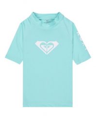 Dziewczęca koszulka z lycry WHOLE HEARTED z krótkim rękawem. Niebieskie koszulki dziewczęce Roxy, s, bez wzorów, z elastanu, bez ramiączek. Za 79.99 zł.