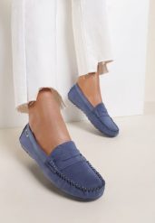 Niebieskie Mokasyny Lithiche. Niebieskie mokasyny damskie Renee, ze skóry. Za 99.99 zł.