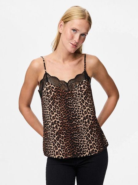 Pieces Top "Pctiffany" w kolorze beżowo-jasnobrązowym rozmiar: S. Brązowe topy damskie Pieces, s, bez wzorów, z koronki, bez kołnierzyka. Za 66.00 zł.