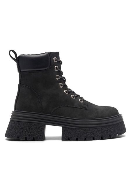 Jenny Fairy Trzewiki Roseline HY5302-1 Czarny. Czarne botki damskie Jenny Fairy, z materiału, bez obcasa, na słupku, bez zapięcia. Za 199.99 zł.