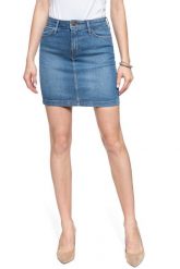 SPÓDNICA JEANSOWA LEE MID SKIRT SIMPLE FOCUS L38JLTZJ 112108227. Niebieskie spódniczki damskie Lee, l, bez wzorów, z jeansu, dopasowane. W wyprzedaży za 69.99 zł.
