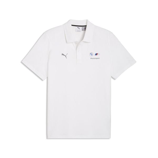 Męska koszulka polo BMW M MOTORSPORT Essentials PUMA. Białe koszulki polo męskie Puma, l, bez wzorów, z bawełny, bez ramiączek. Za 229.00 zł.