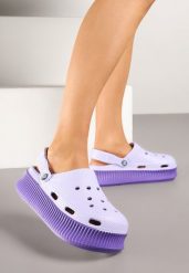 Fioletowe Klapki z Paskiem Podtrzymującym Piętę Nimiassa. Fioletowe klapki damskie Born2be, z aplikacjami, bez obcasa. W wyprzedaży za 35.99 zł.