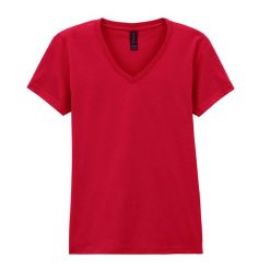 Koszulka Z Dekoltem W Szpic Dla Kobiet. Czerwone bluzki damskie Gildan, xl, bez wzorów, sportowe, bez kołnierzyka, bez ramiączek. Za 55.99 zł.
