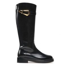 Oficerki Alberta Ferretti. Czarne kozaki damskie Alberta Ferretti, bez obcasa, na płaskiej podeszwie. Za 5,169.00 zł.