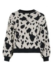 Vila Sweter "Tip" w kolorze szaro-czarnym rozmiar: L. Czarne swetry klasyczne damskie Vila, l, bez kołnierzyka. Za 113.99 zł.