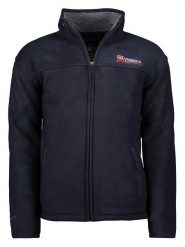 Geographical Norway Kurtka polarowa "Usine" w kolorze granatowym rozmiar: S. Niebieskie kurtki męskie Geographical Norway, s, z aplikacjami, z polaru, bez kaptura. Za 96.60 zł.