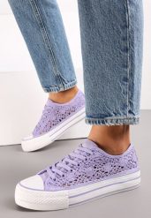 Fioletowe Trampki Przed Kostkę z Ażurową Cholewką Shiliarre. Fioletowe trampki i tenisówki damskie Renee, w ażurowe wzory, przed kostkę. Za 79.99 zł.
