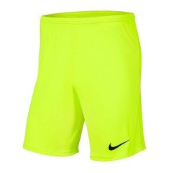 Spodenki piłkarskie męskie Nike Dry Park III treningowe szybkoschnące Dri Fit. Żółte szorty męskie Nike, bez kołnierzyka. Za 59.00 zł.