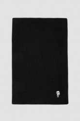 KARL LAGERFELD Czarny damski szalik Knit Scarf. Czarne szaliki i kominy damskie Karl Lagerfeld, bez wzorów, z bawełny. W wyprzedaży za 309.99 zł.
