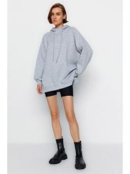 Trendyol Bluza w kolorze szarym rozmiar: L. Szare bluzy z kapturem damskie Trendyol, l, z bawełny. Za 92.21 zł.