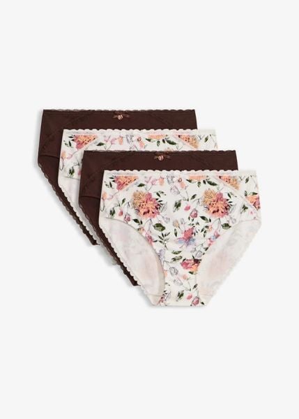 Figi maxi z bawełną (zestaw 5 szt.). Białe figi damskie bonprix, bez wzorów, z bawełny. Za 82.99 zł.