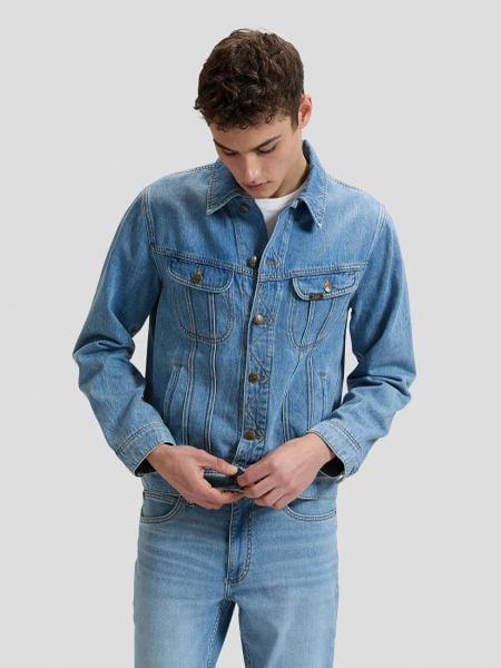 MESKA KURTKA LEE RIDER JACKET FIRESTONE 112377246. Kurtki męskie Lee, l, bez wzorów, z jeansu, bez kaptura. Za 199.99 zł.