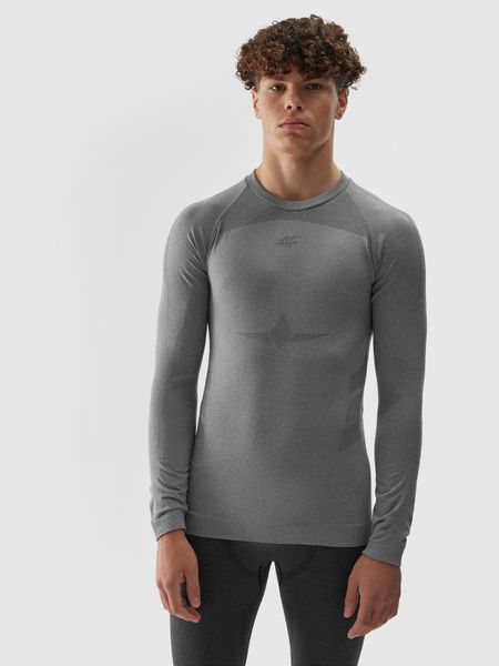 4F Bielizna termoaktywna bezszwowa (góra) męska - szara L/XL. Szara bielizna termoaktywna męska 4f, l, bez wzorów, z dzianiny. W wyprzedaży za 99.99 zł.