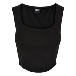 Tank top court kobiety Urban Classics. Czarne topy damskie Urban Classics, bez wzorów, bez kołnierzyka. Za 142.00 zł.
