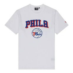 T-Shirt NBA Philadelphia 76ers New Era Blanc. Białe t-shirty męskie New Era, m, bez wzorów, z materiału, bez kołnierzyka. Za 174.00 zł.