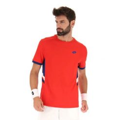 Koszulka tenisowa męska Lotto Squadra III Tee. Czerwone t-shirty sportowe męskie Lotto, m, z materiału, bez ramiączek, na fitness i siłownię. Za 145.00 zł.