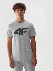 4F T-shirt regular z nadrukiem męski - szary XL. Szare t-shirty męskie 4f, m, bez wzorów, z bawełny, bez kołnierzyka. Za 59.99 zł.