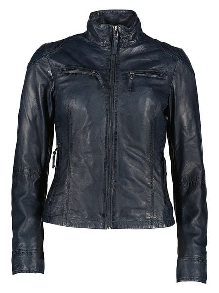 7eleven Skórzana kurtka "Sevia" w kolorze granatowym rozmiar: 42. Niebieskie kurtki damskie 7eleven, bez wzorów, ze skóry, bez kaptura. Za 419.69 zł.