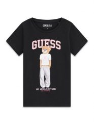 Guess T-Shirt J6YI08 K3710 Czarny Regular Fit. Czarne koszulki dziewczęce Guess, z aplikacjami, z bawełny, bez ramiączek. Za 114.99 zł.