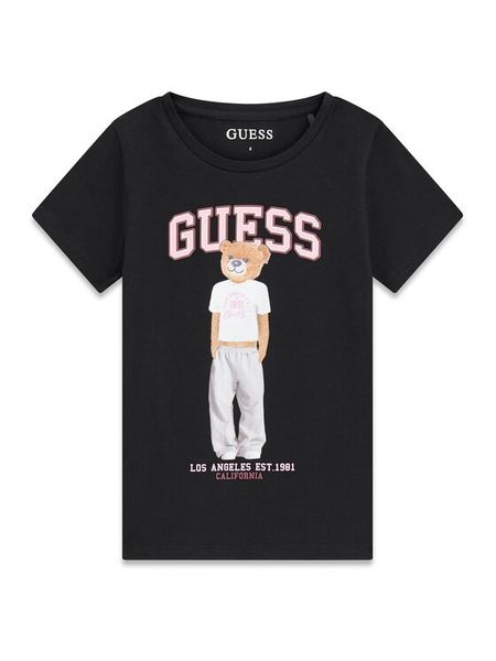 Guess T-Shirt J6YI08 K3710 Czarny Regular Fit. Czarne koszulki dziewczęce Guess, z aplikacjami, z bawełny, bez ramiączek. Za 114.99 zł.