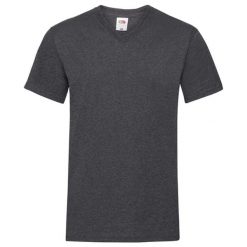 Koszulka Unisex Dla Dorosłych Valueweight Heather Z Dekoltem V. Szare bluzki damskie Fruit of the Loom, bez wzorów, bez kołnierzyka. Za 43.99 zł.