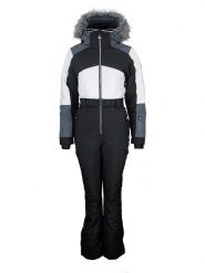 Peak Mountain Kombinezon narciarski "Arctico" w kolorze czarno-biało-szarym rozmiar: S. Białe kombinezony damskie Peak Mountain, m, bez wzorów, z tkaniny, sportowe, bez kołnierzyka, bez ramiączek. Za 719.66 zł.