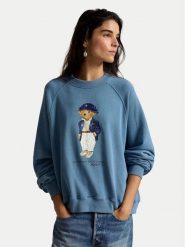 Polo Ralph Lauren Bluza 211B17778001 Niebieski Regular Fit. Niebieskie bluzy bez kaptura damskie Polo Ralph Lauren, l, z bawełny. Za 1,299.00 zł.