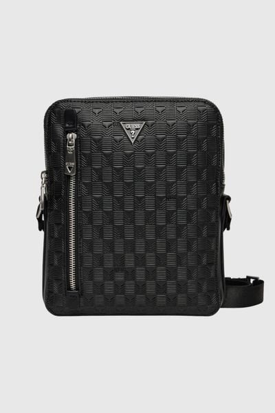 GUESS Czarna saszetka męska Torino Crossbody. Czarne saszetki męskie Guess, ze skóry ekologicznej. W wyprzedaży za 229.99 zł.