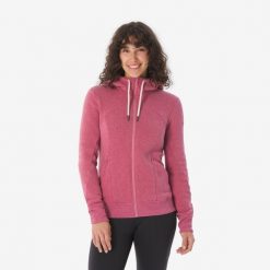 Bluza turystyczna damska Quechua NH500. Czerwone bluzy z kapturem damskie QUECHUA, xl, z materiału. Za 129.99 zł.