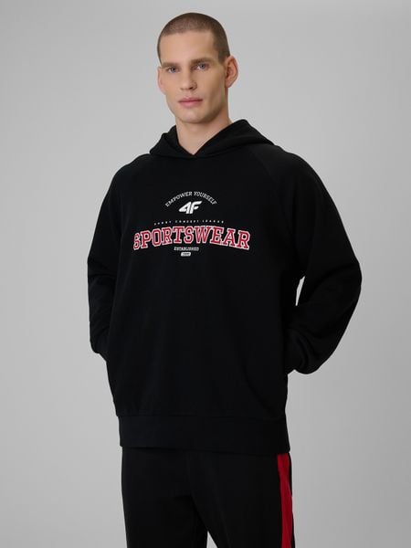 4F Bluza dresowa loose z kapturem męska - czarna M. Czarne bluzy z kapturem męskie 4f, m, z dresówki. Za 199.99 zł.