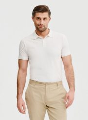 PAKO LORENTE – T-shirt polo w kolorze białym. Białe koszulki polo męskie Pako Lorente, m, bez wzorów, z bawełny, bez ramiączek. Za 99.99 zł.