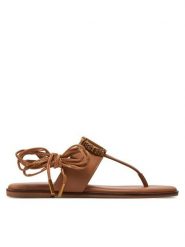 TWINSET Sandały 241TCP220 Brązowy. Brązowe sandały damskie Twinset, bez wzorów, ze skóry, bez obcasa, na płaskiej podeszwie. Za 949.99 zł.