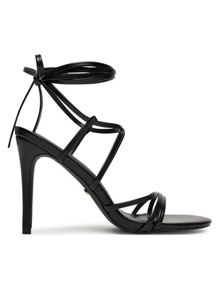 DeeZee Sandały LB0407-1 Czarny. Czarne sandały damskie DeeZee, bez wzorów, ze skóry, bez obcasa, na szpilce. Za 139.99 zł.