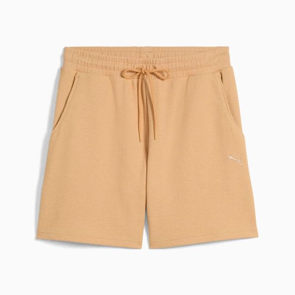 Spodenki damskie Puma HER HIGH-WAIST 68506263. Brązowe szorty damskie Puma, bez wzorów, z bawełny, eleganckie, z podwyższonym stanem. Za 127.15 zł.