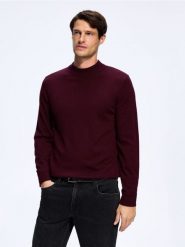 Sweter z wełny merino - bordowy. Czerwone swetry męskie Reserved, l, bez wzorów, z wełny, bez kołnierzyka. Za 199.99 zł.