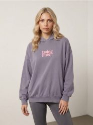 Bluza hoodie z efektem sprania - niebieski. Niebieskie bluzy bez kaptura damskie Sinsay, l, bez wzorów, bez ramiączek, bez kaptura. Za 59.99 zł.
